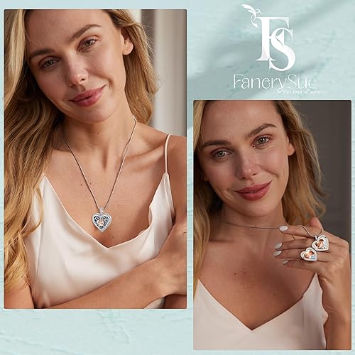 Miniatura 2 de Fanery Sue Heart Locket Necklace that Holds Pictures, Lockets Necklaces Customize Photo Pendant Picture Jewelry for Women