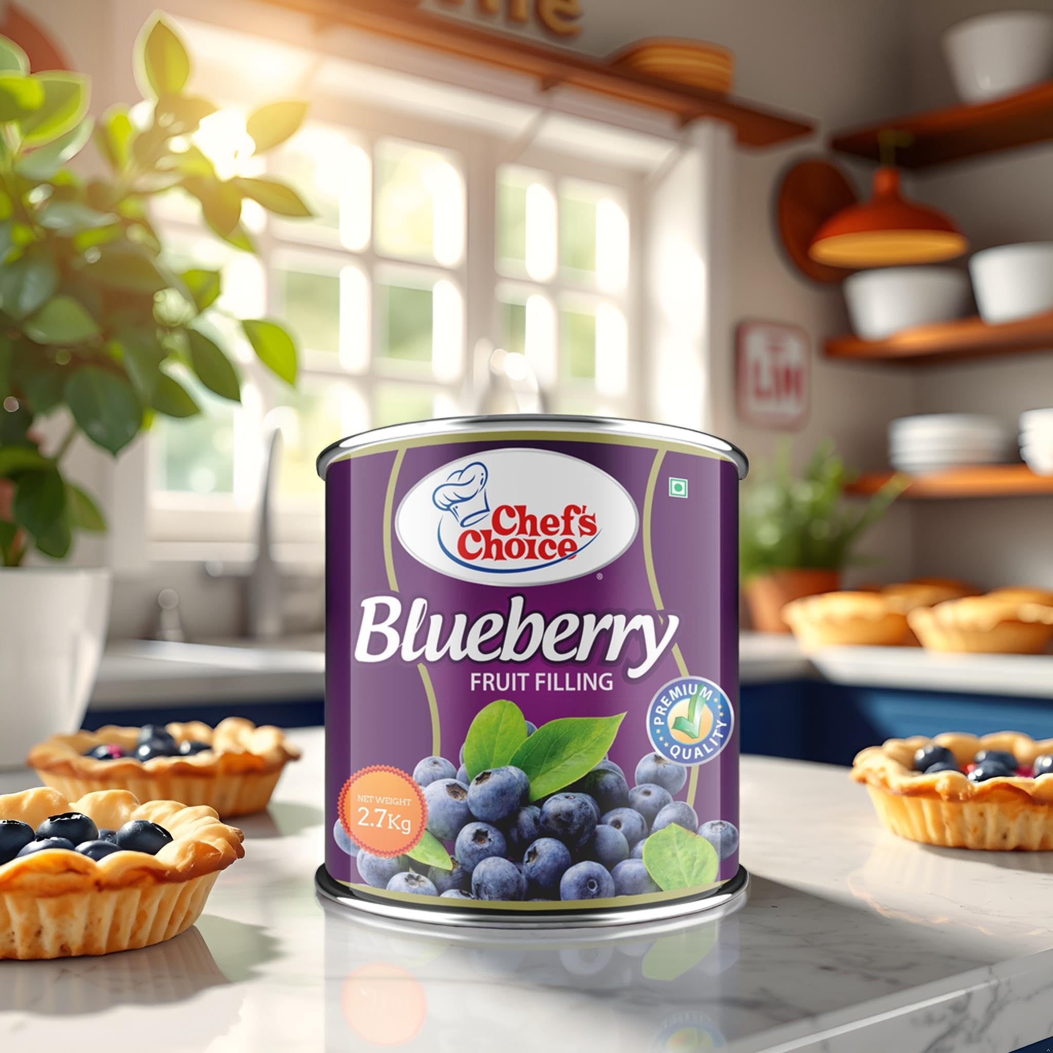 Chef's Choice Blueberry Fruit Filling Can - 2.7 Kg | Product Of Philippines | Blueberry Fruit Filling For Baking And Dessert Preparations | Pack Of 1 4