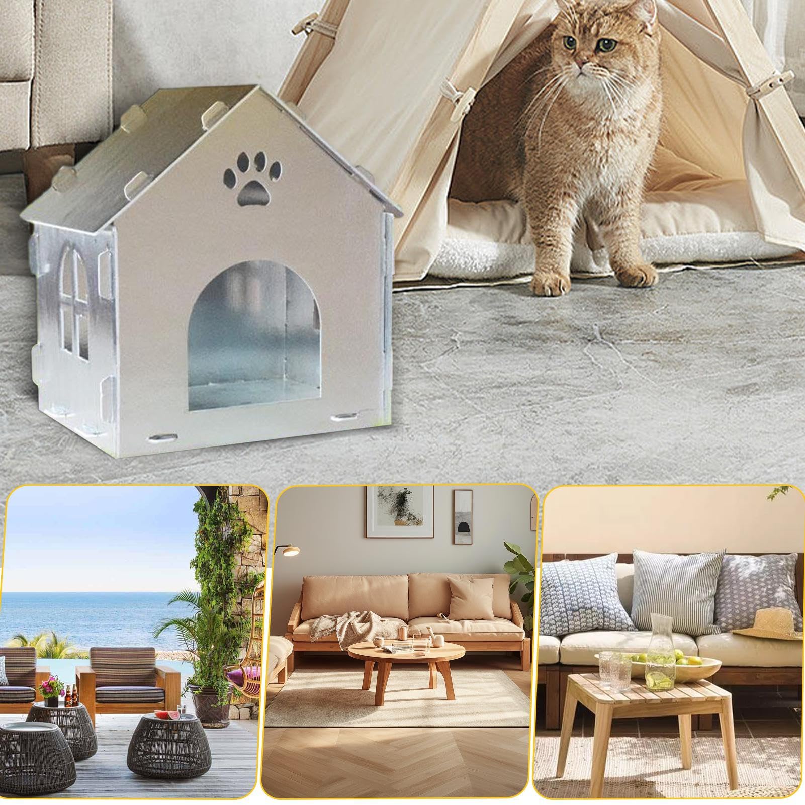Refuge Pour Chat D'extérieur Isolé Et Imperméable - Taille 36x36x36 Cm, Tissu Oxford/PVC, Pour Jardin/balcon