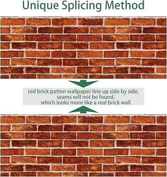 practicalWs Red Brick Wallpaper Peel and Stick Wrapping Paper Faux Stone