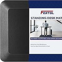 FEATOL 9/10" Extra Thick Anti-Fatigue Standing Desk Mat - Ergonomic Memory Foam Comfort Mat for Office & Kitchen, 20x32 Black