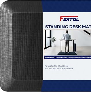 FEATOL 9/10" Extra Thick Anti-Fatigue Standing Desk Mat - Ergonomic Memory Foam Comfort Mat for Office & Kitchen, 20x32 Black