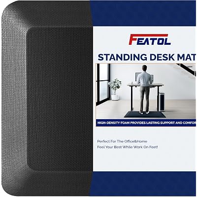 FEATOL Anti Fatigue Mat for Standing, 9/10 Extra Thick Ergonomic Standing Desk Mat, Comfort Memory Foam Standing Mat at Home,Office All Day (20" x 32", Black, 1PC)