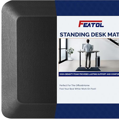 FEATOL Anti Fatigue Mat for Standing, 9/10 Extra Thick Ergonomic Standing Desk Mat, Comfort Memory Foam Standing Mat at Home,Office All Day (20" x 32", Black, 1PC)