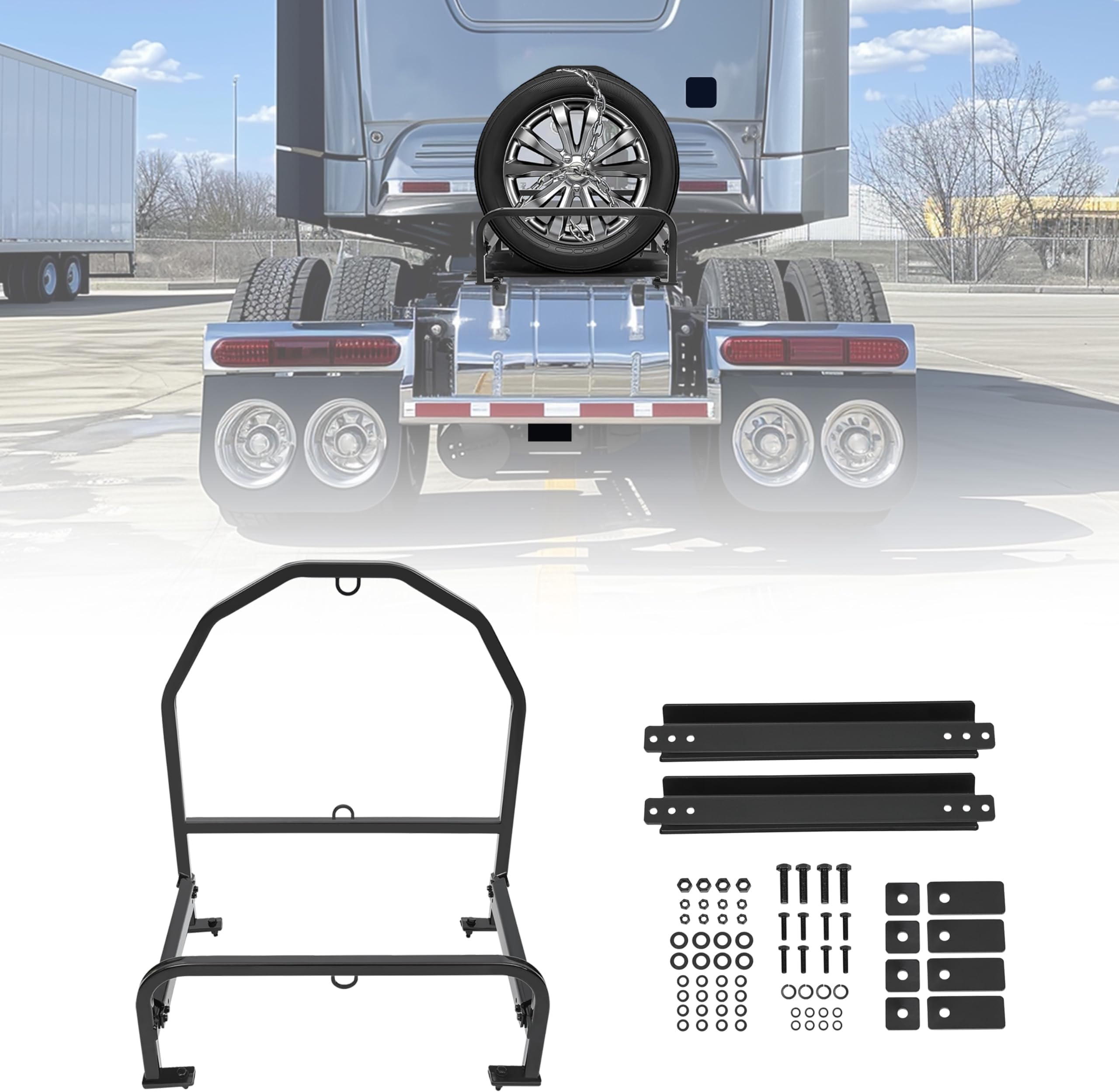 Amazon.com: KUAFU Semi Truck Spare Tire Carrier Spare Tire Rack ...