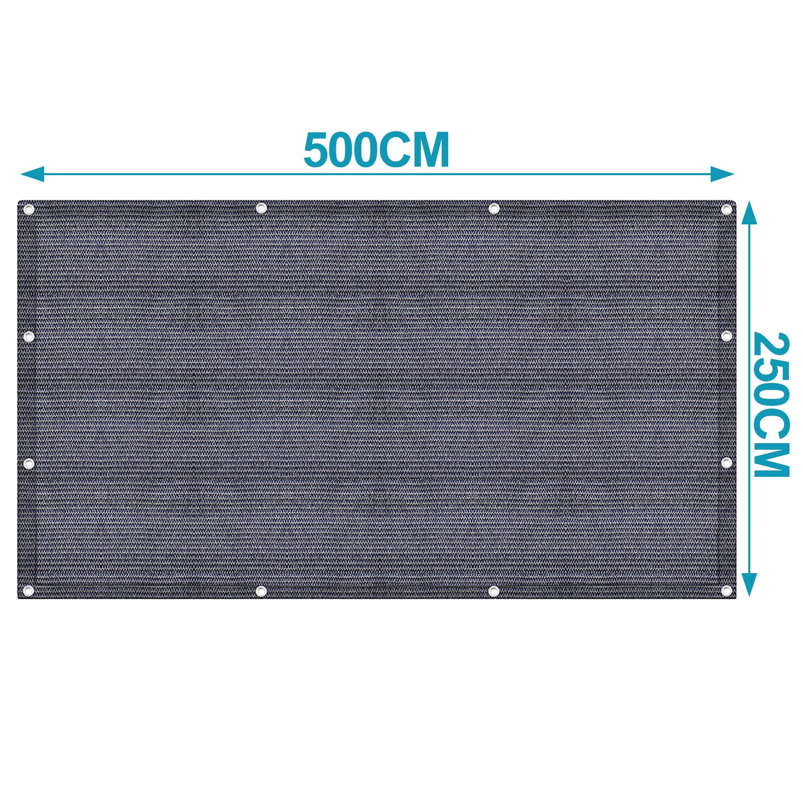 Fiqops Tapis pour auvent 250 x 500 cm, Respirant, Lavable, Anti-moisissure, antidérapant, stabilisé aux UV, avec 12 Trous, 13 piquets et Sac de Transport