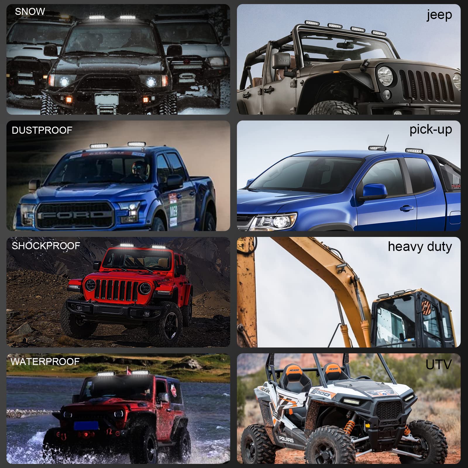 Lot de 4 phares de travail LED 18 W 12 V 24 V pour tracteur 9,200 lm 6000 K IP67 Imperméable Off-Road Spot de travail LED pour moto ATV SUV Tracteur Camion Bateau