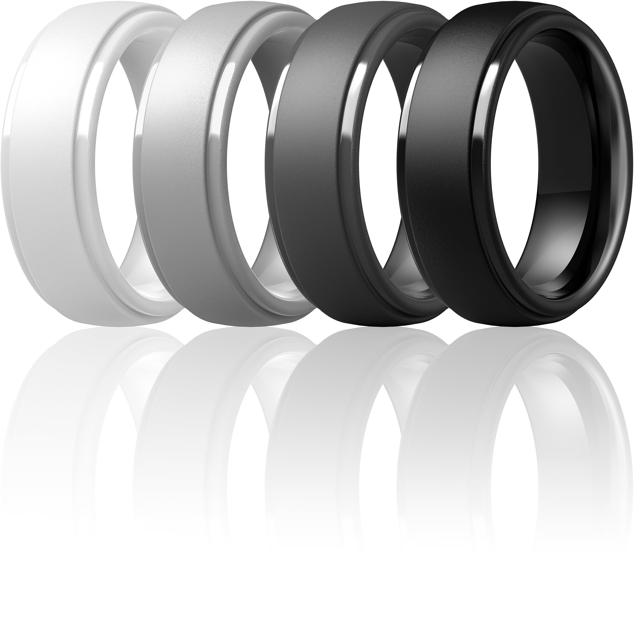 ThunderFit Silicone Men’s Wedding Rings, 10mm Wide 2.5mm Thick Rubber Wedding Bands-Variety Multipack 1-7, 13.5 - 14 (22