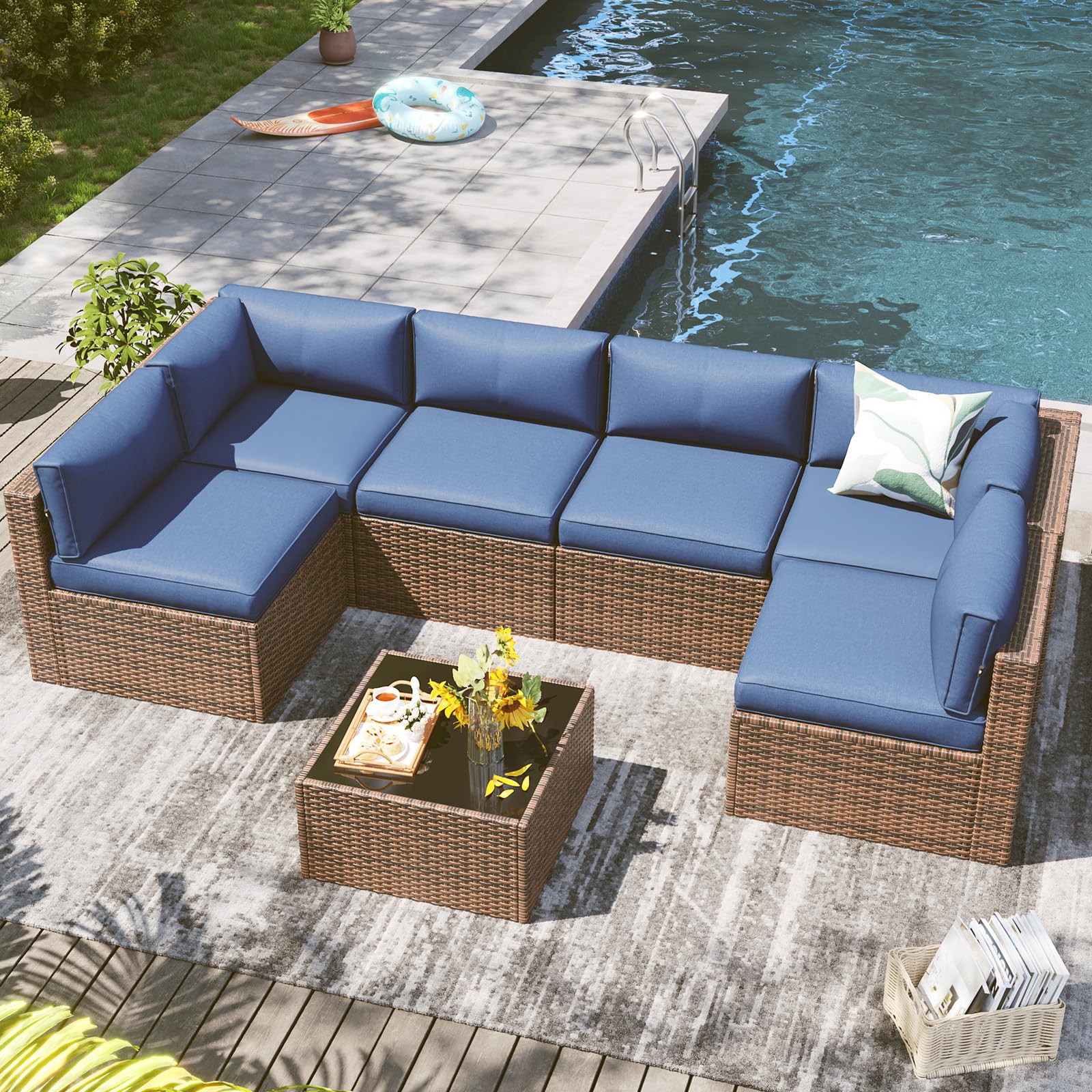 Amazon.com: LazySunsets 7 Piece Outdoor Patio Furniture Set with