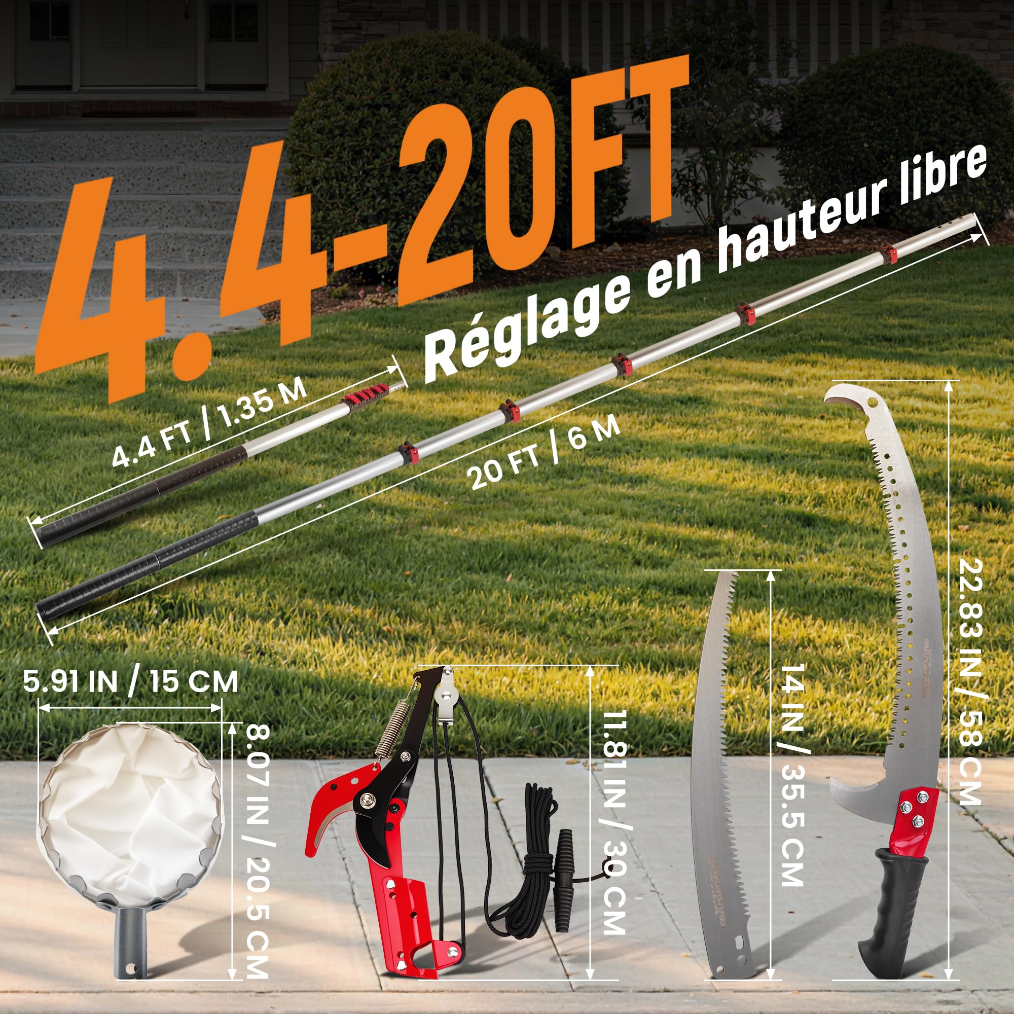 maXpeedingrods 600cm Scie d'Élagage Coupe Branche Telescopique Manuelle