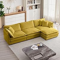 Vista 15 de mikibama - Sofá seccional modular, juego de sofá en forma de L de 111.5 pulgadas para sala de estar, sofás de 3 plazas cómodos tipo nube con otomana