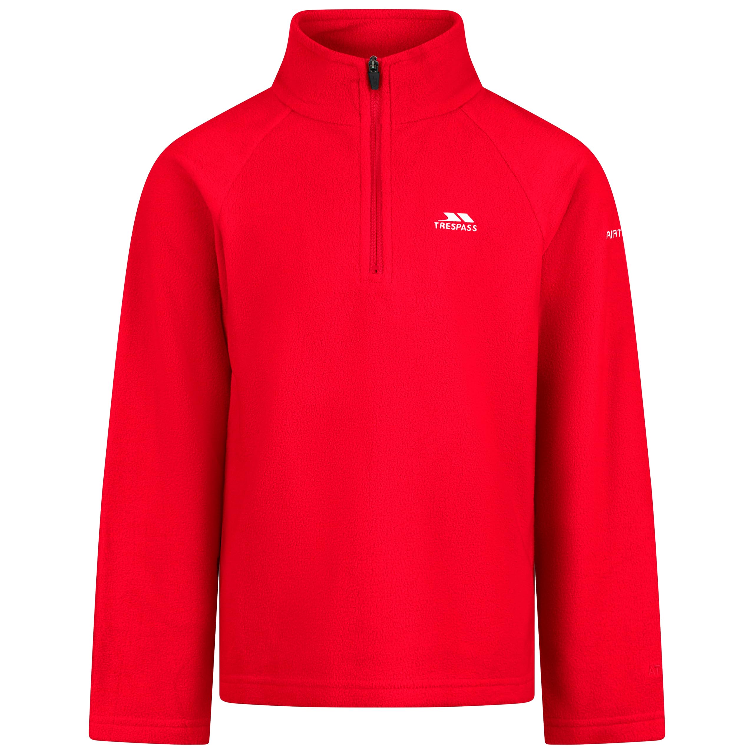 Trespass Red Kids Fleece Uliston - Half Zip Neck, Auto-Lock Zip, Airtrap Technology, 160 Gsm, Soft Brushed Finish, 100% Polyester, Lightweight, Warm, Easy-Care