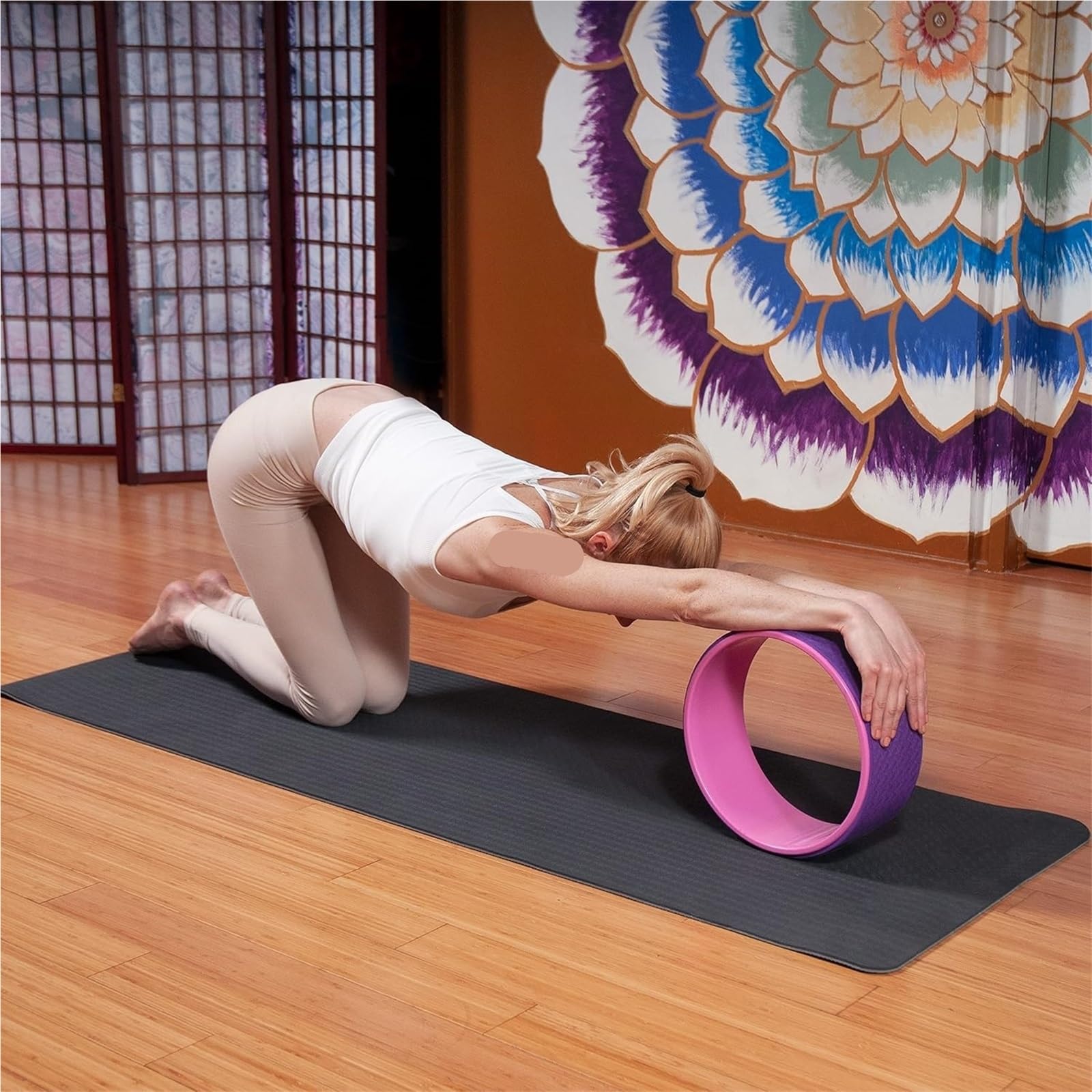 Ruota Yoga Ruota for Yoga da 12 Pollici, Rullo for la Schiena, massaggiatore for Tessuti Profondi, Attrezzatura for Stretching for alleviare Il Mal di, Posizioni rilassamento
