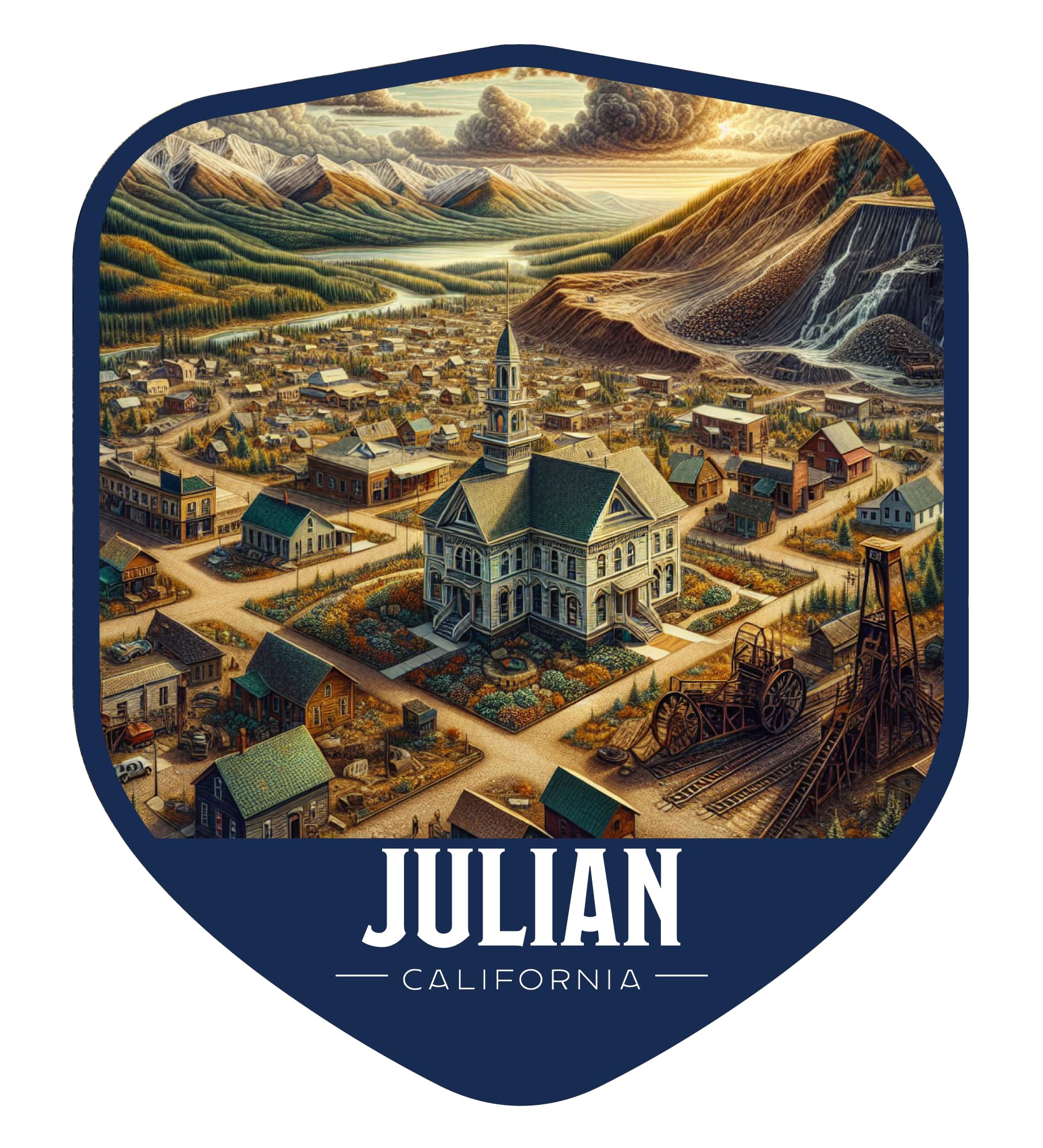 Julian California Vintage Shield Badge Souvenir - 6-Inch Vinyl Magnet
