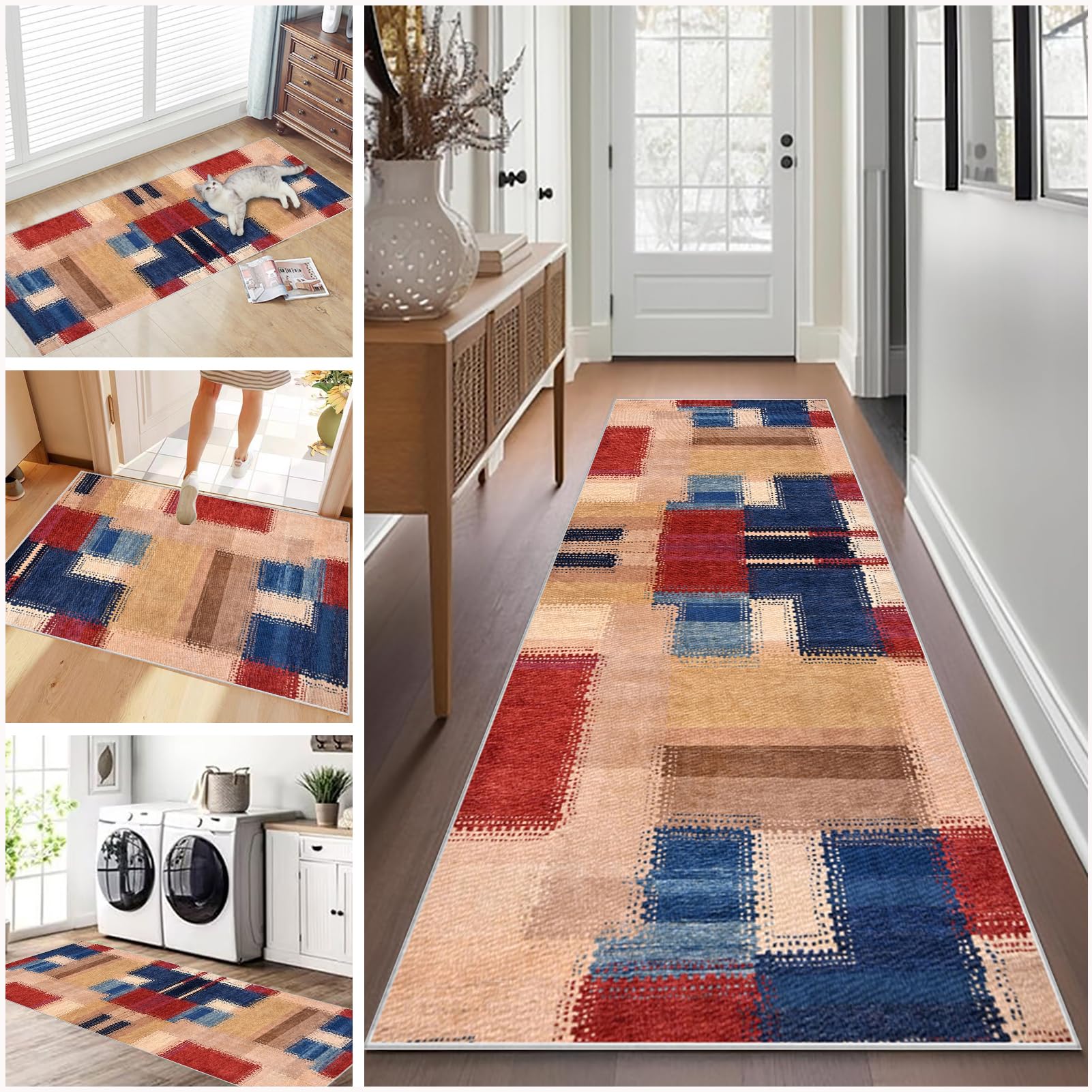 Long Hallway Runner Rug Non Slip 50 x 90 cm Washable Carpet Runners for Kitchen Runner Rugs for Hallway Entryway Indoor Door Mat Carpet Floor Mat Hall Runner Narrow Rug Runner for Hallway, Kitchen