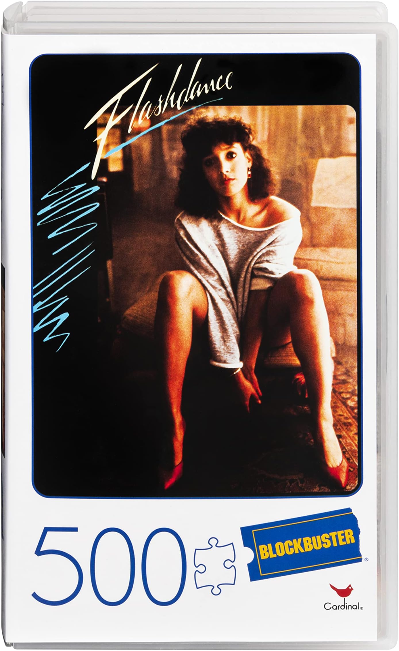 500-Piece Puzzle in Plastic Retro Blockbuster VHS Video Case, Flashdance