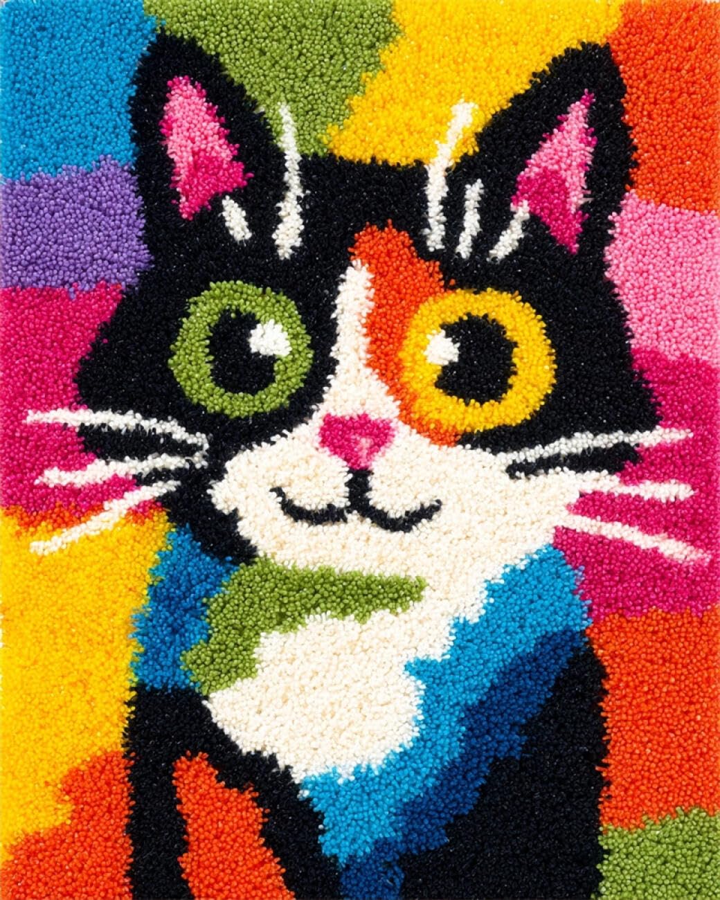 AMBATTERY Latch Hook Kits Carpet Color cat 60x40cm