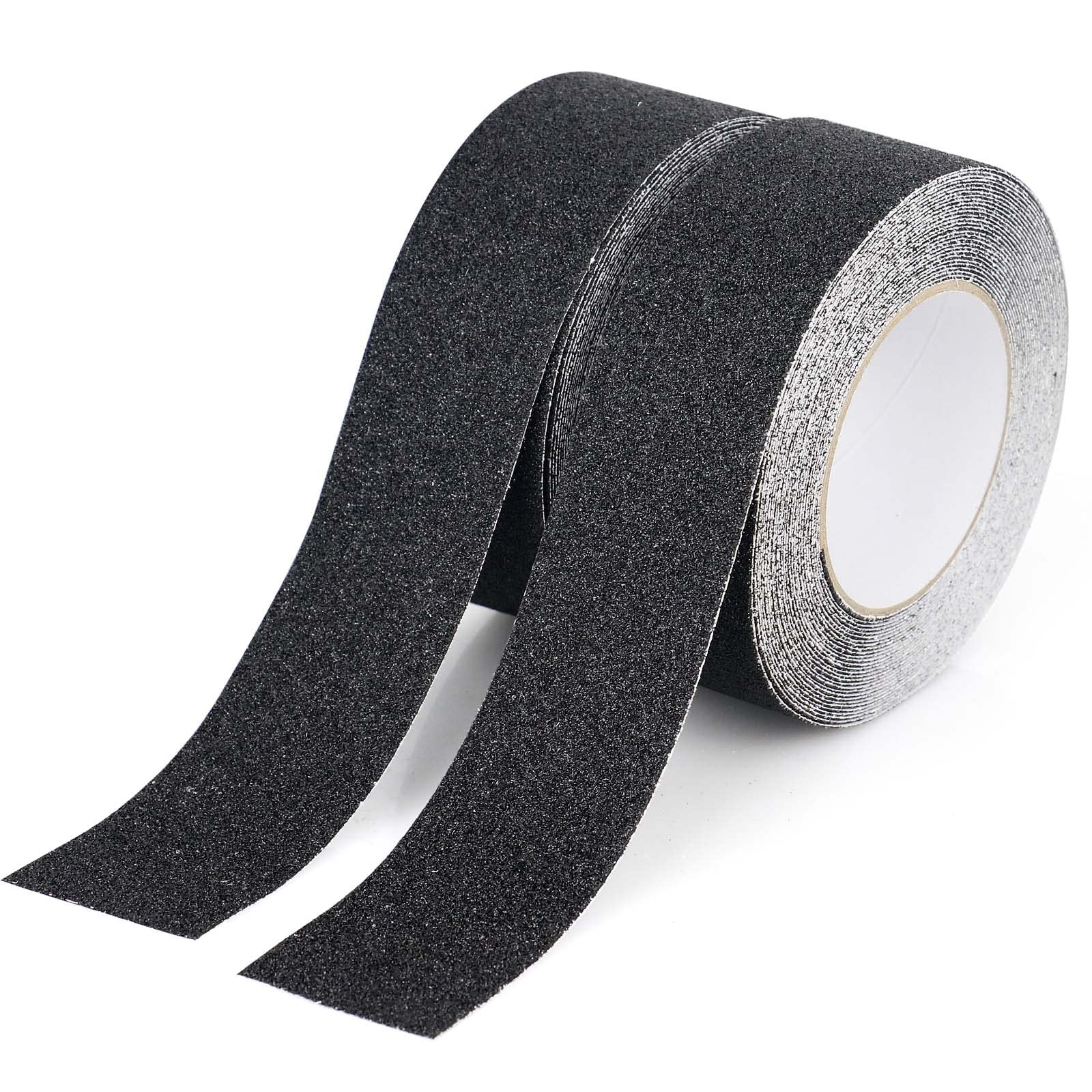 2 Pack Ruban antidérapant, Bandes antidérapantes avec Ruban adhésif antidérapant pour escaliers, marches, revêtements de Sol, Ruban antidérapant Solide, Autocollant, (5cm x 10m, Noir), BOMEI PACK