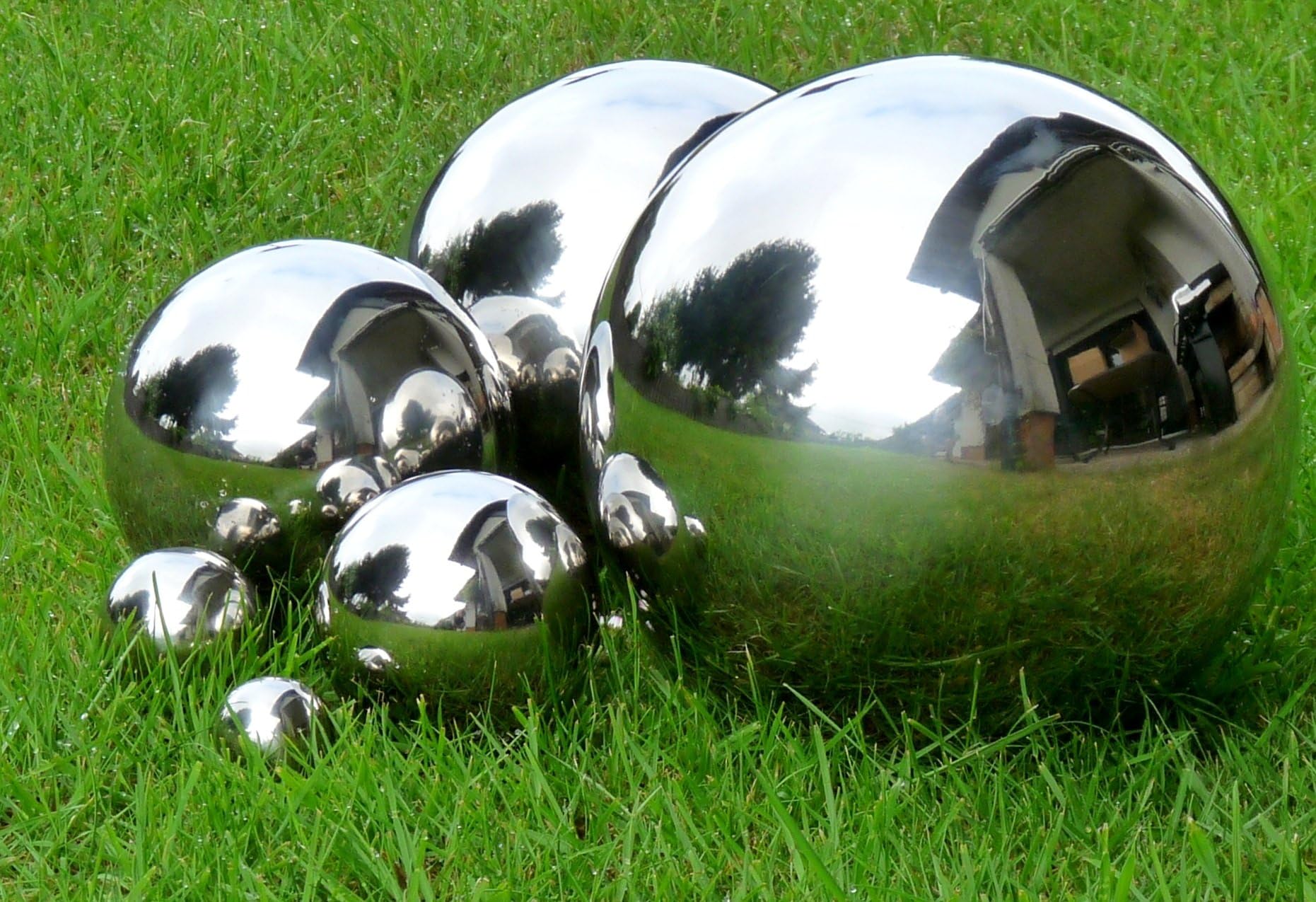 Deco ball, silver ball, diameter: 20 cm, stainless steel ball, rose ball