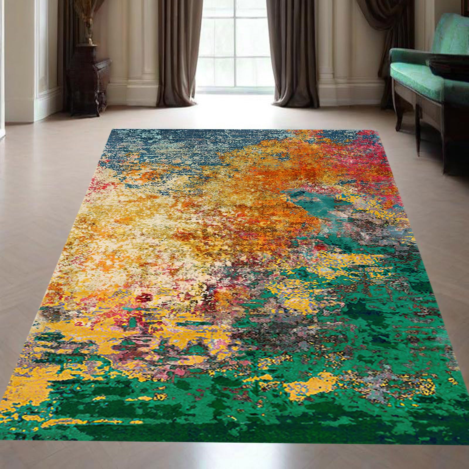 Tapis de cuisine et salon multicolore 160 x 230 cm, textile résistant et lavable