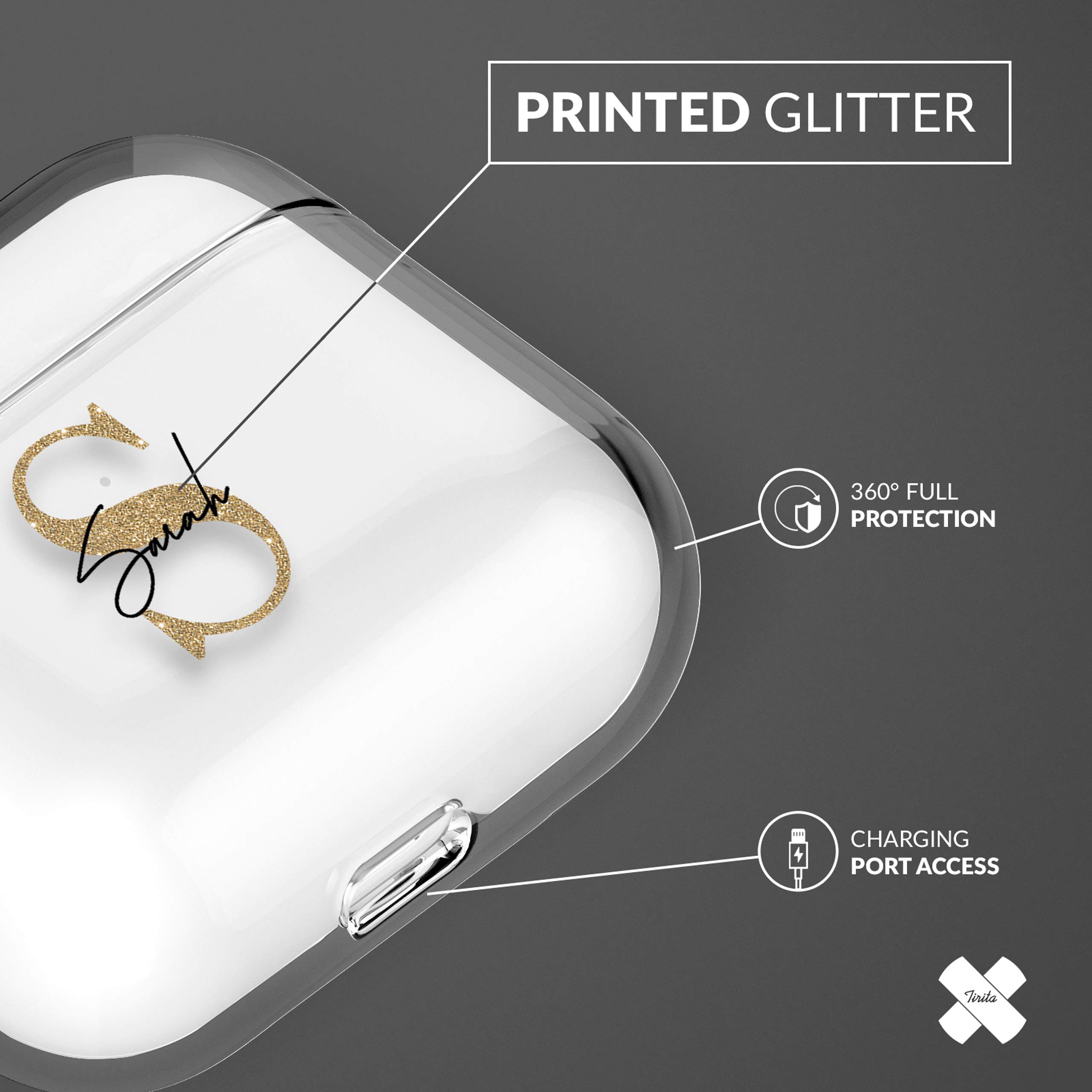 Tirita Personalised Custom Case Compatible with Apple AirPods 4th gen, Support Wireless Charging, with Carabiner, Front LED Visible [14- Golden Bee] — view 158