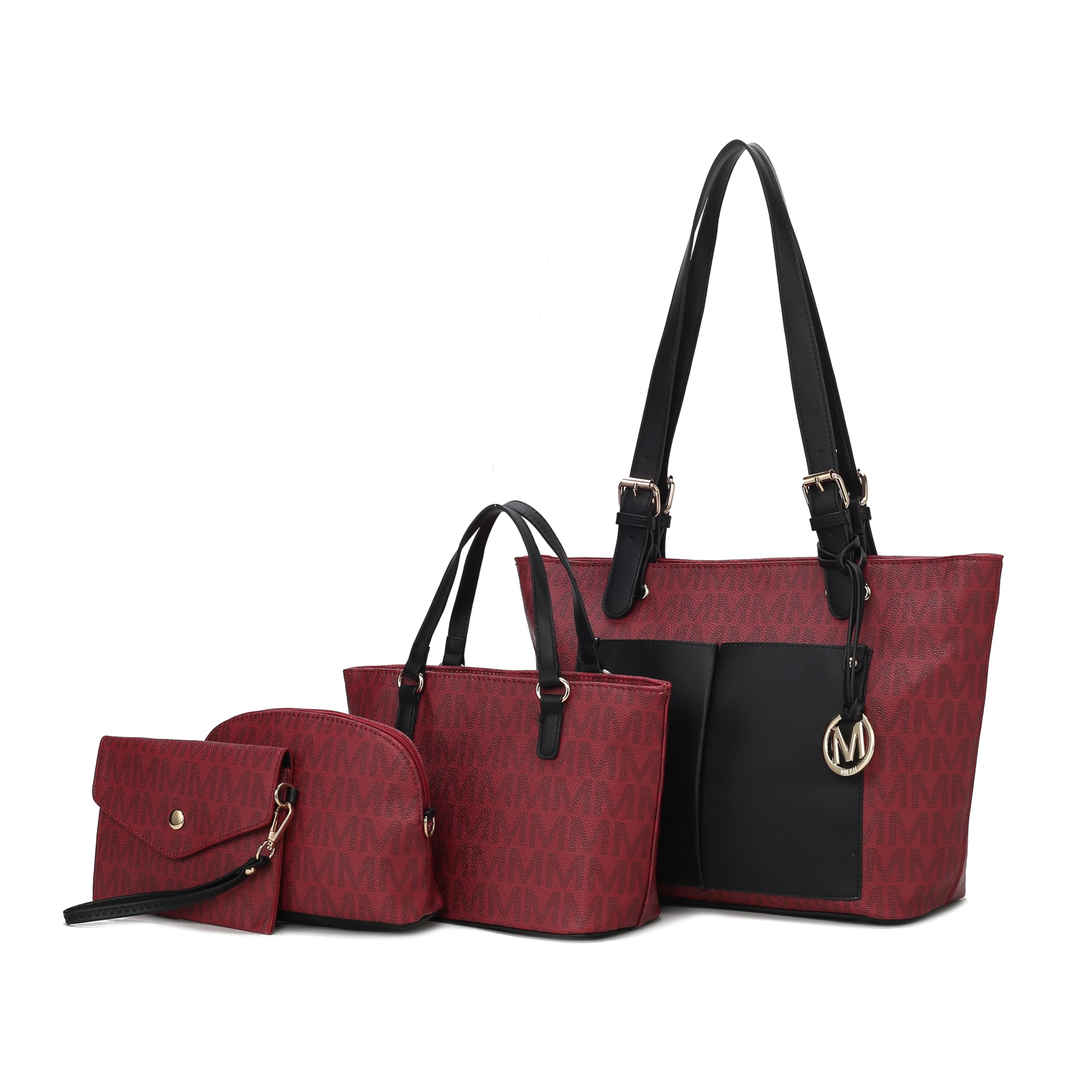 MKF CollectionMKF Collection Tote Bag for Women, Shoulder Handbag & Wristlet Pouch Purse Top Handle Vegan Leather 4Pcs Set Pocketbook