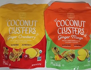 Southern Grove Coconut Clusters, Ginger Cranberry & Ginger Mango, Gluten-Free, 2g Protein, 8 oz
