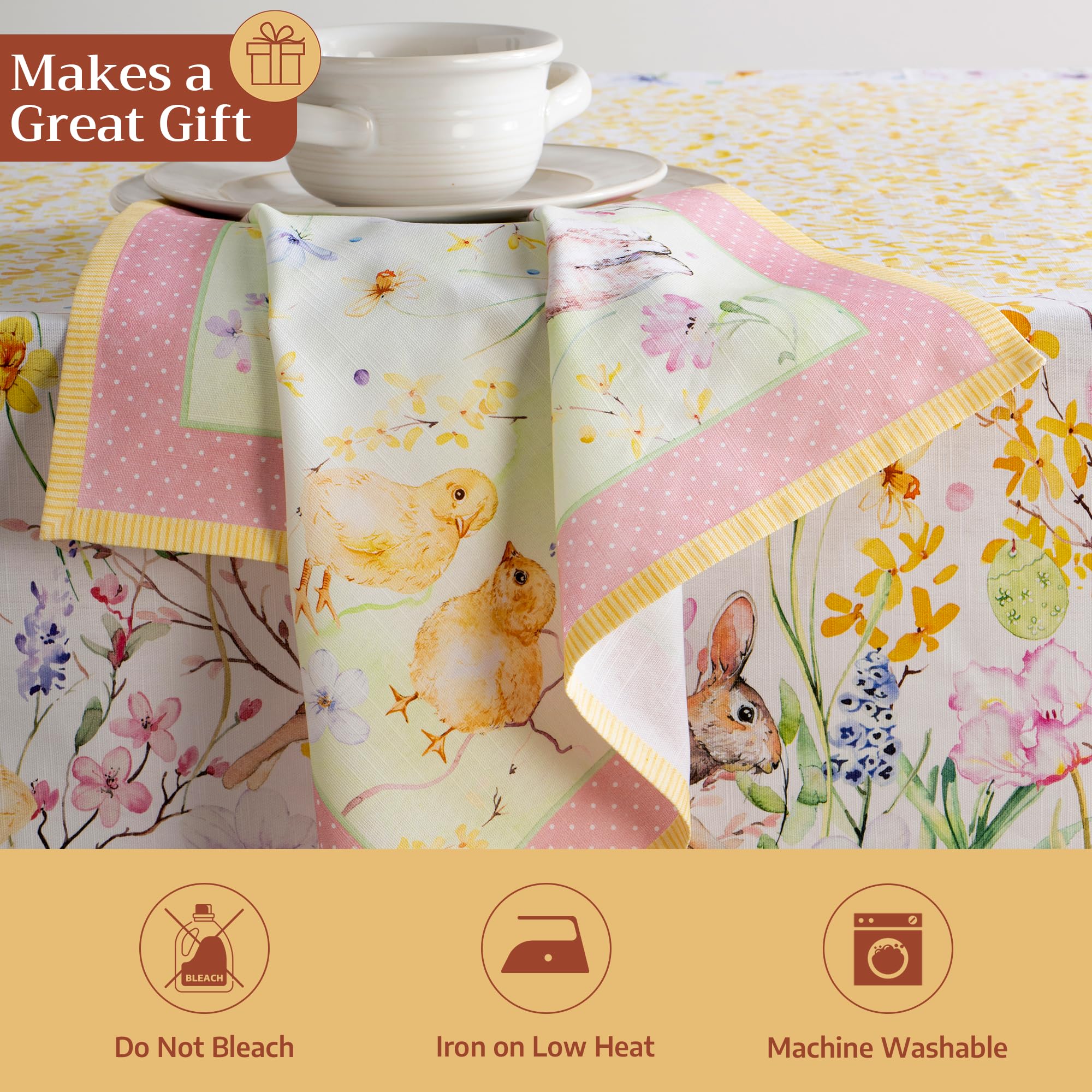 Maison d' Hermine Servilletas 100% algodón, juego de 4 servilletas de tela, lavables, para regalos del día de la madre, cena, baby shower, primavera/verano (45 cm x 45 cm)