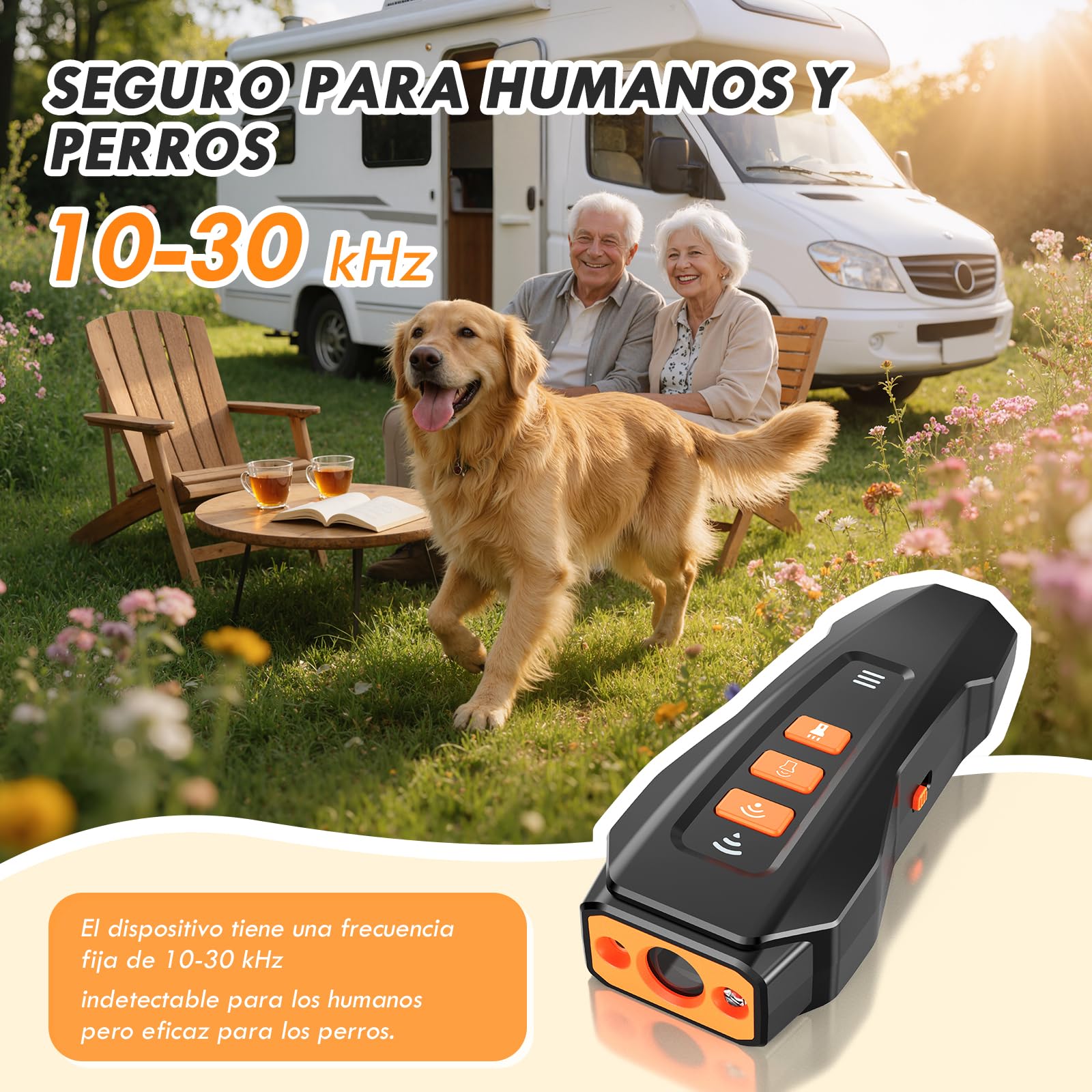 Antiladridos Para Perros Ultrasonido, 3 Frecuencias Ajustables Ahuyentador De Perros Ultrasonidos, Rango De 33 Pies, Con Linterna Dispositivo Antiladridoss Recargable Con Luz Led Pequeños y Grande