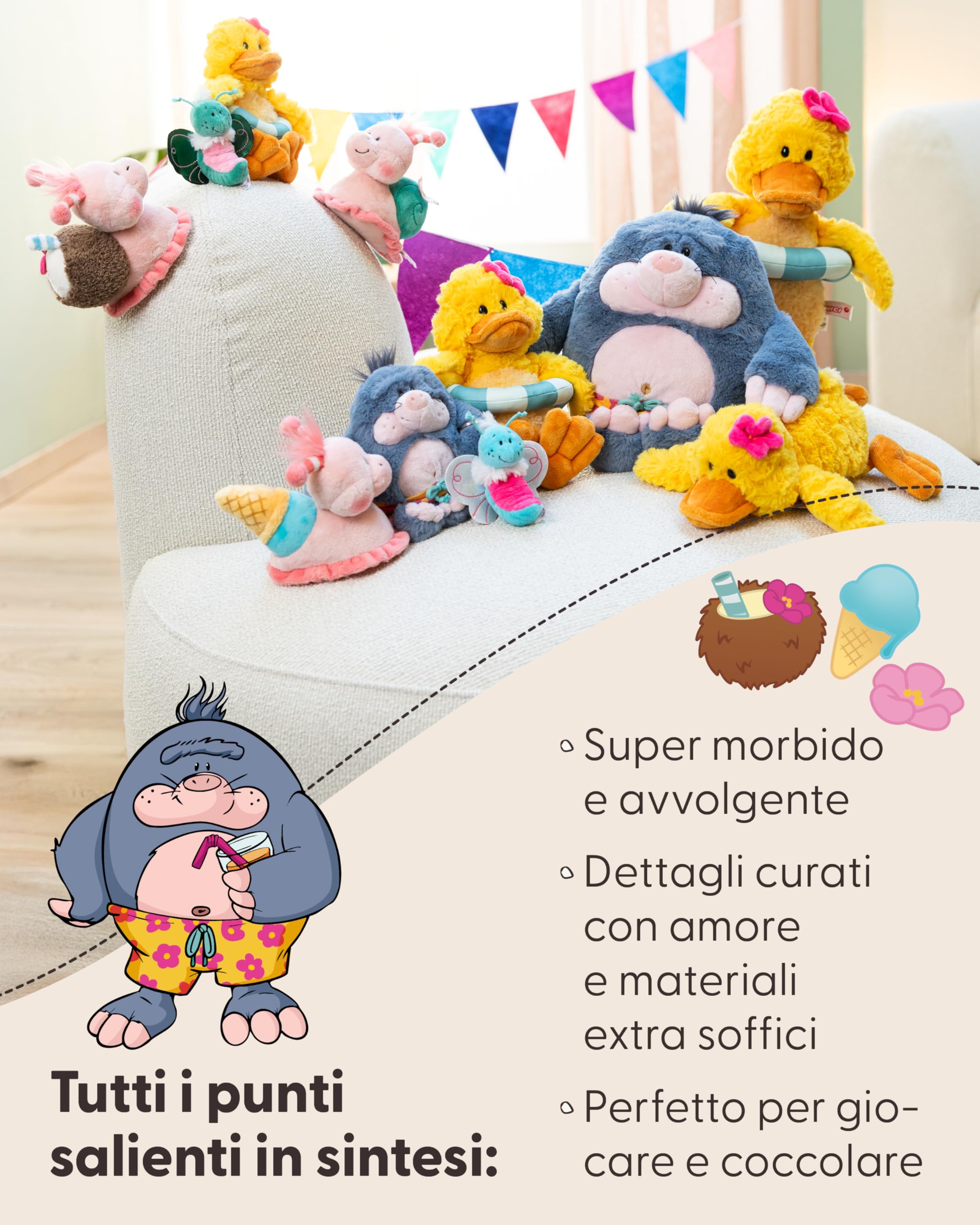NICI Pooline 62896 Soft Toy Duck Cuddle Toy for Children and Adults - Fantastic Gift Idea 25 cm Yellow - 4