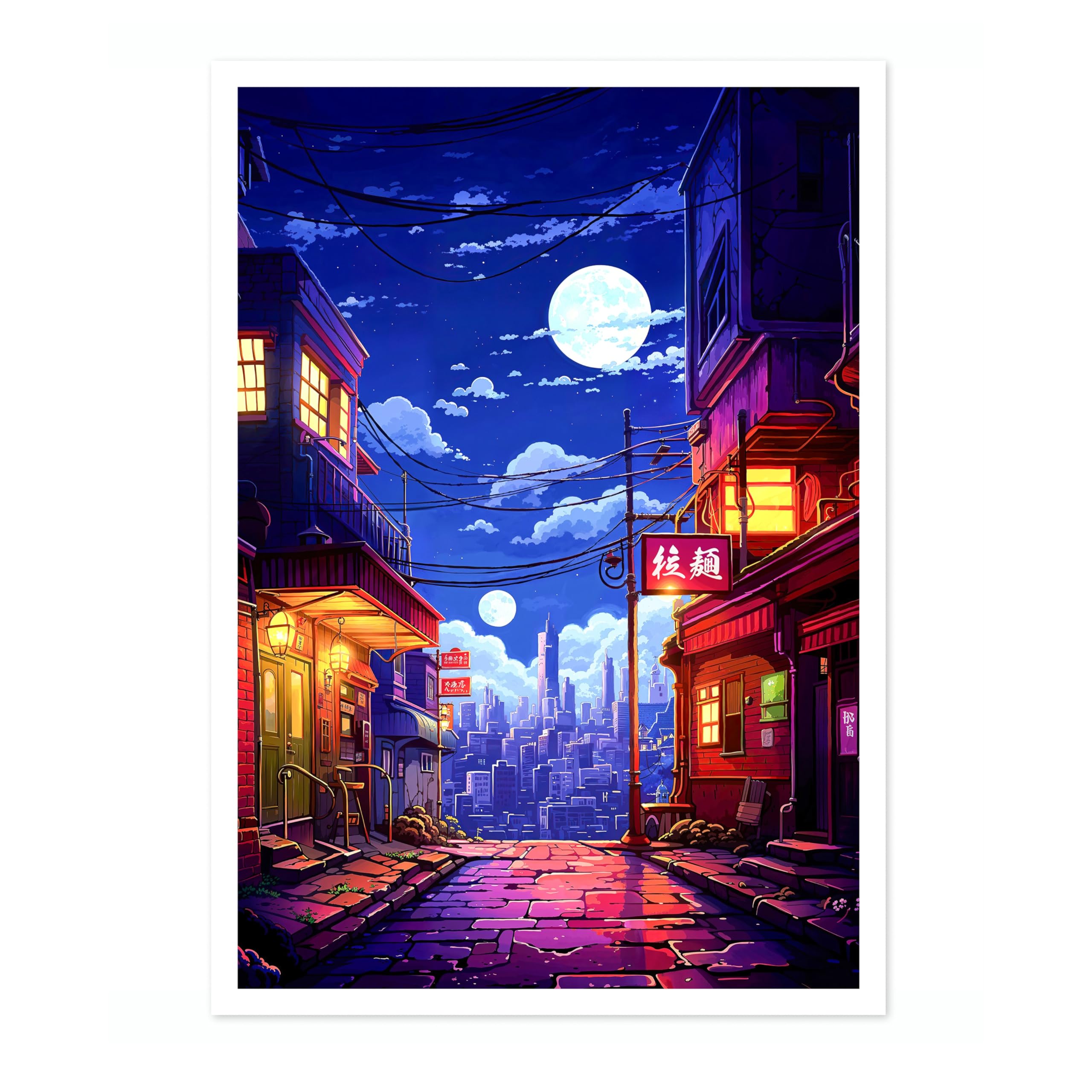 Ramen Alley Anime Woodblock Poster Print, Cartoon Manga Edo Aesthetic Wall Art Japanese Wall Art Bedroom Home Decor, A1 (Print Only) - 84.1x59.4cm โ image 1