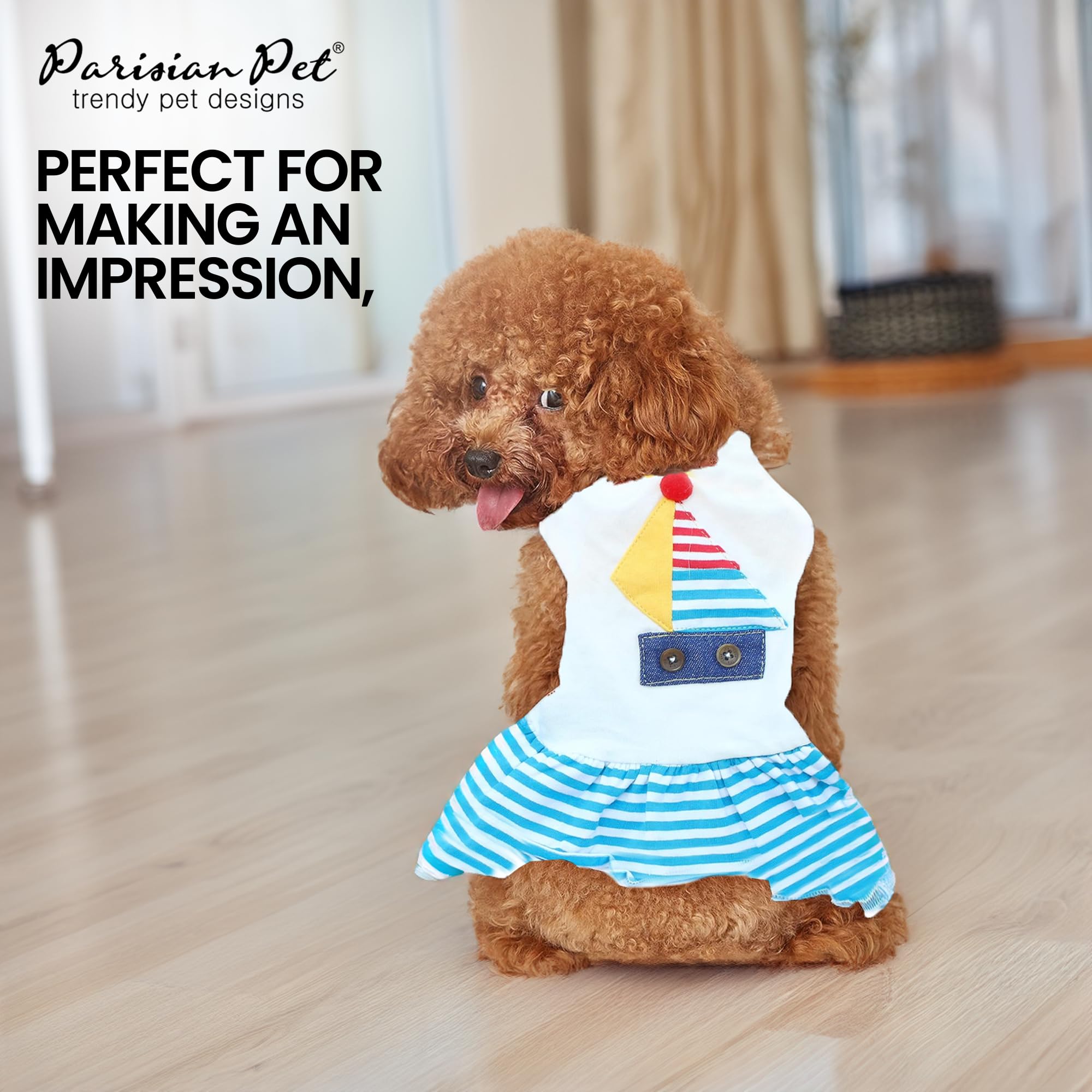 Amazon.com : Parisian Pet Boat Dog Dress - Summer Clothes for Large Dogs -  Tropical Pet Dress - Sailor Dog Outfit - Lightweight Puppy Clothes - Designer  Dresses for Dogs - Sleeveless Dog Apparel : Pet Supplies