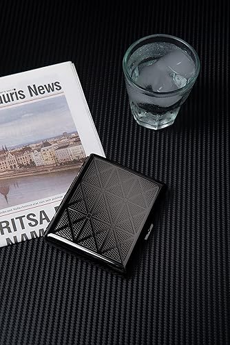 Miniatura 3 de Caja de cigarrillos de metal vintage clásicacaja de almacenamiento, puede contener 100's 20pcs (negro)