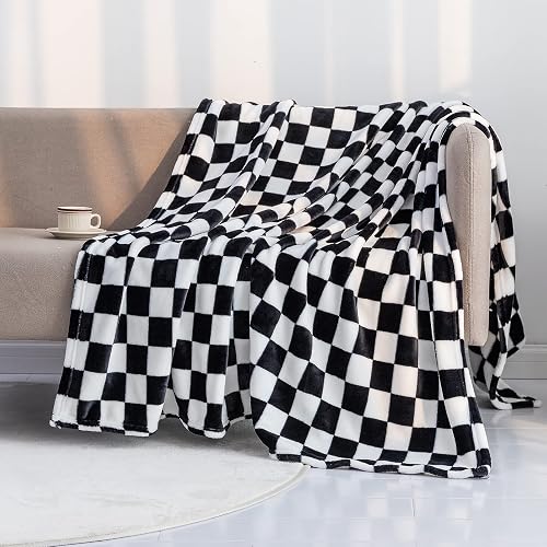 LOMAO Throw Blankets Flannel Blanket with Checkerboard