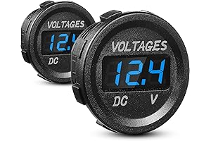 BBTO 2 Pieces DC 12V Blue Digital Voltmeter