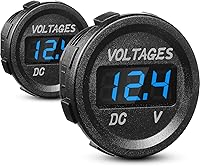 Vista 1 de BBTO 2 Piezas DC 12V Medidor de Voltaje para Auto con Pantalla LED, Voltímetro Digital Impermeable, Panel Redondo Compatible con Vehículo