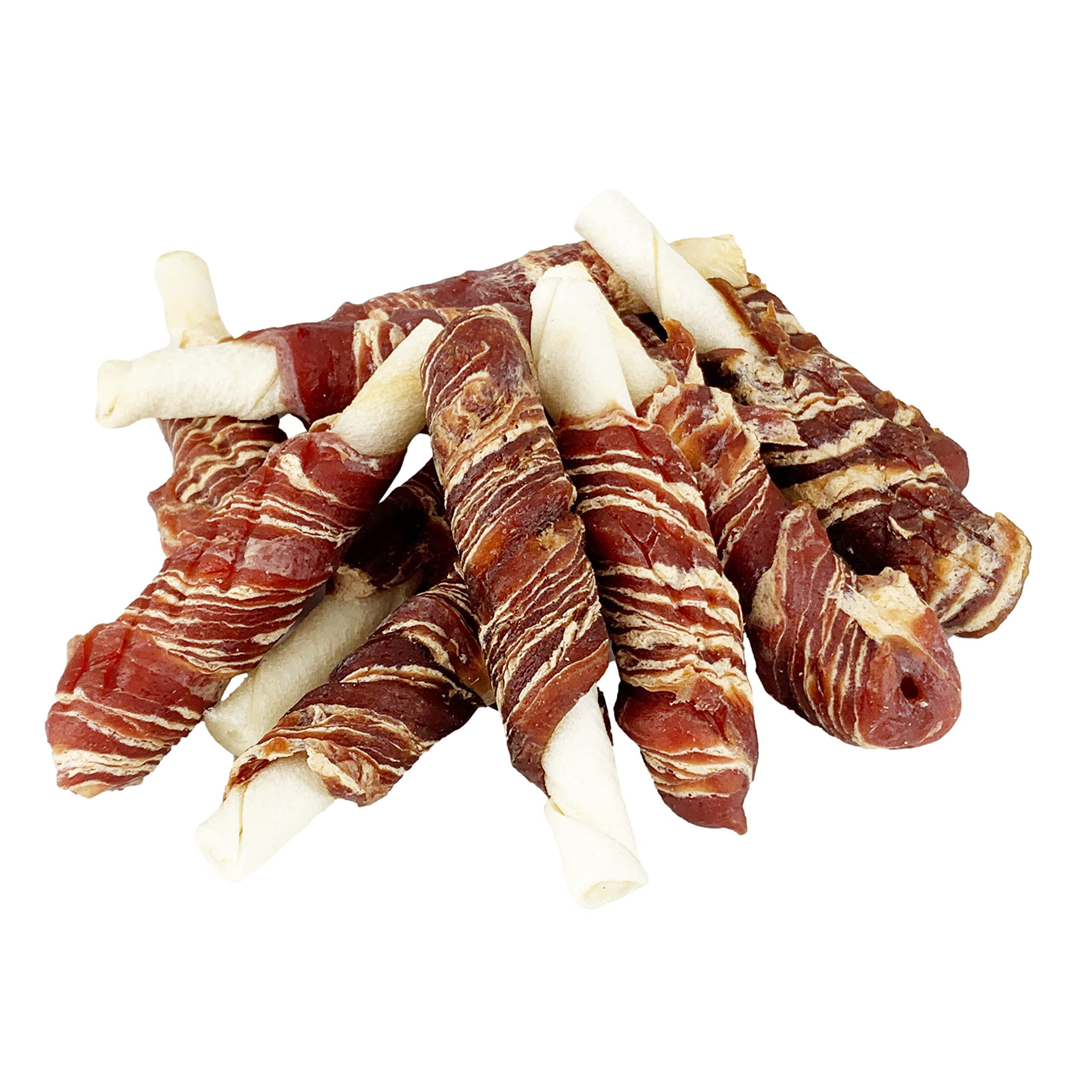 Golosinas Chuches para Cachorros Perros Pequeños Medianos y Grandes. Snacks Masticables de Larga Duración. Cuero de Vaca, Pato y Bacalao.