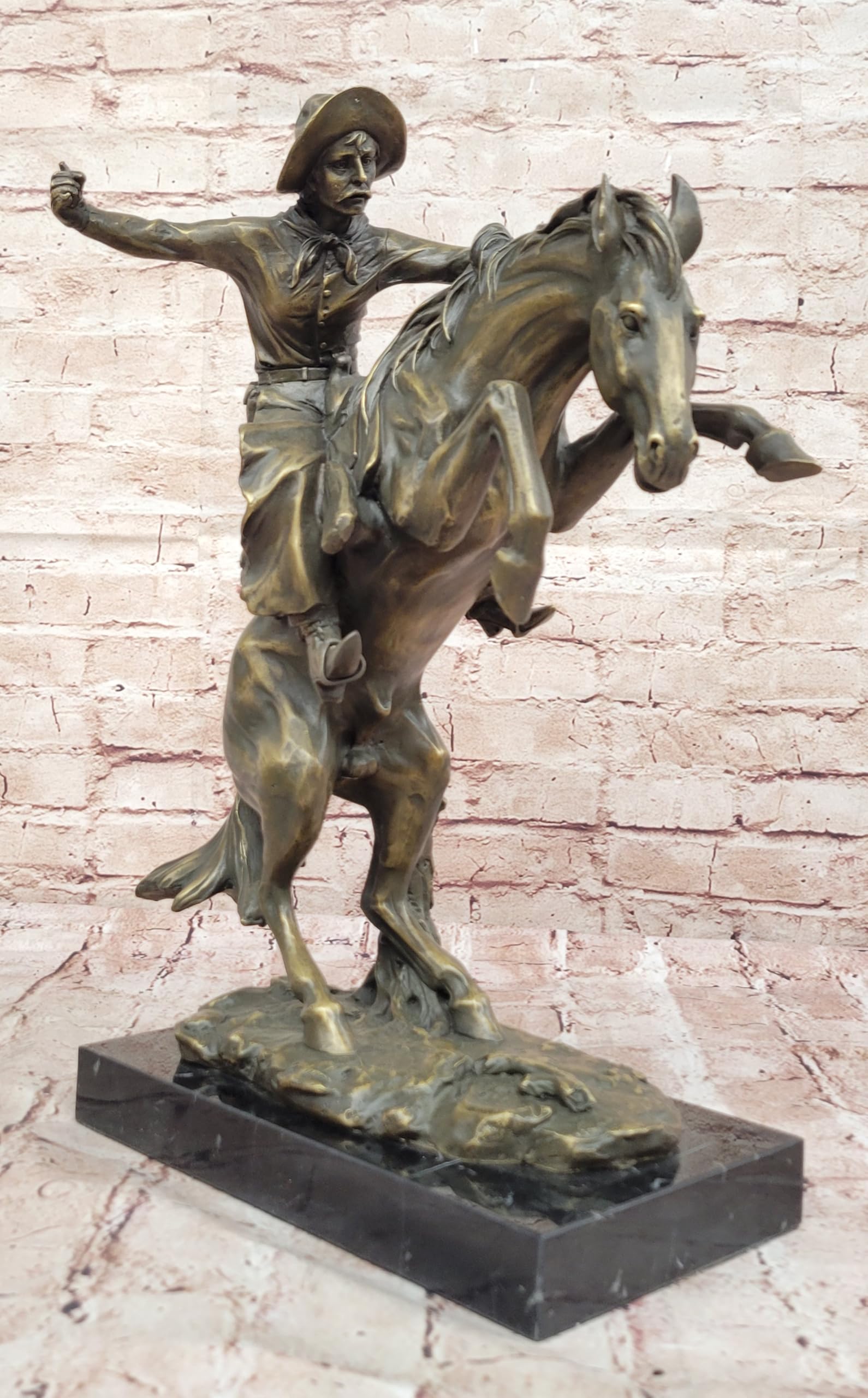 Frederic Remington`s Bronco Buster Genuine Bronze Sculpture Statue Decorative Figurine Artwork by Think Bronze