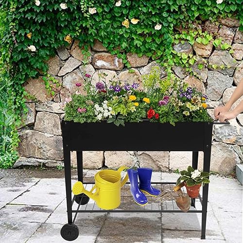 Miniatura 4 de Vingli - Maceta de metal grande con patas para jardín, cama elevada, para verduras, frutas, patatas, flores, patio, balcón, invernadero, jardín