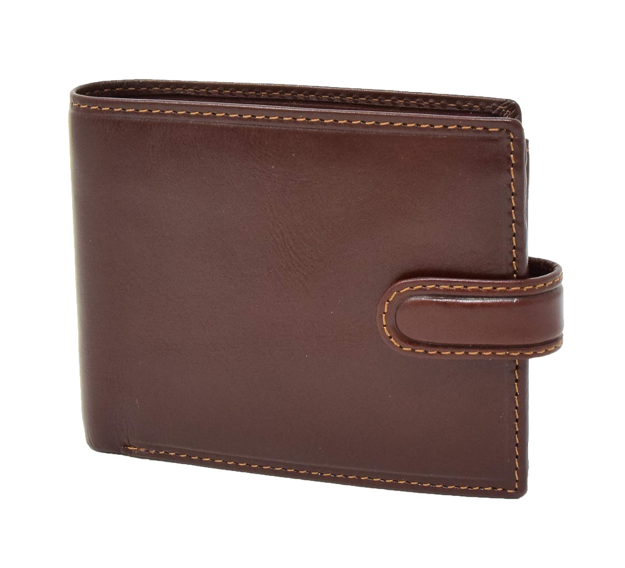 Mens Genuine Italian Leather Snap Closure Wallet Credit Cards ID