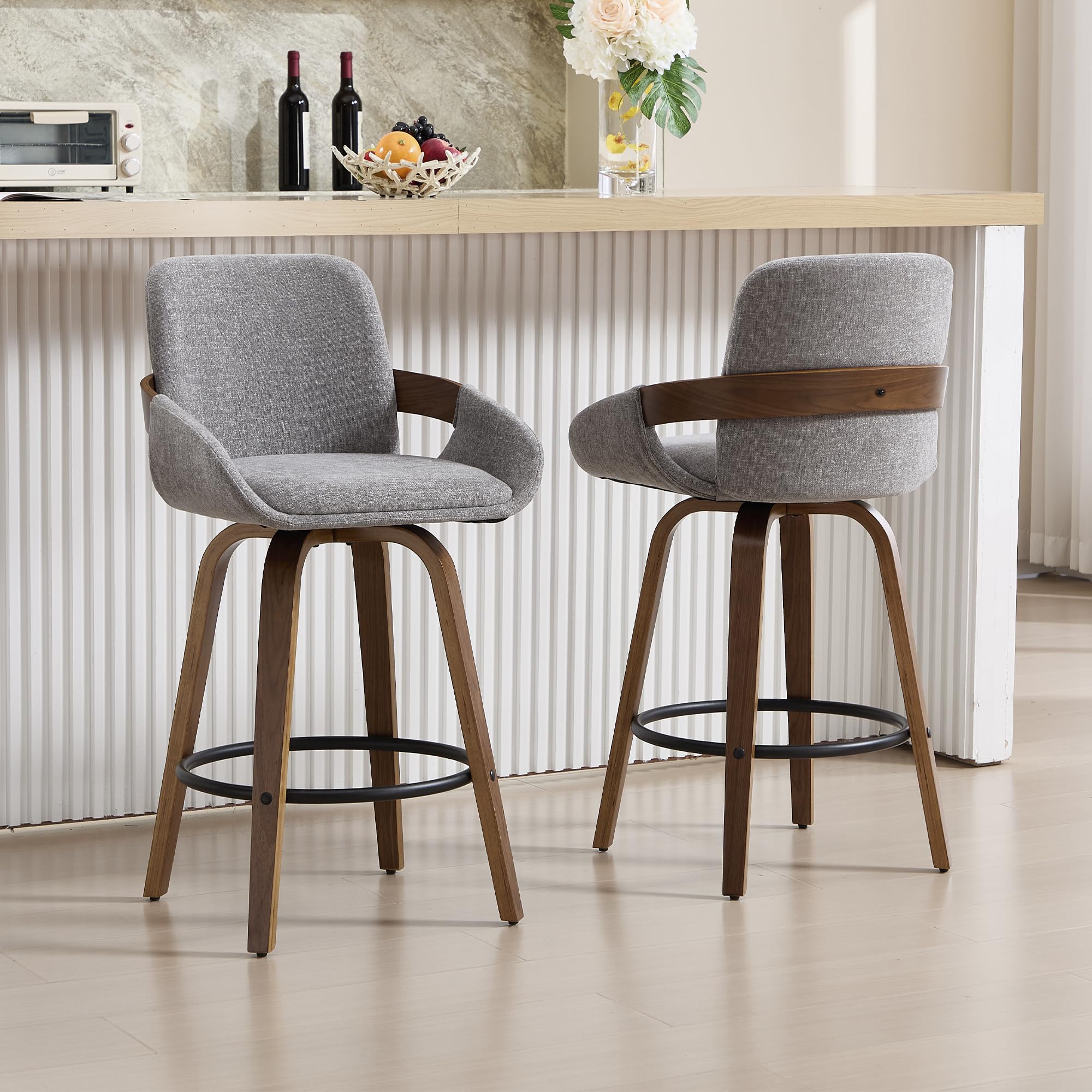 Amazon.com: VipDesk Swivel Bar Stool Set of 2, Fabric Counter High