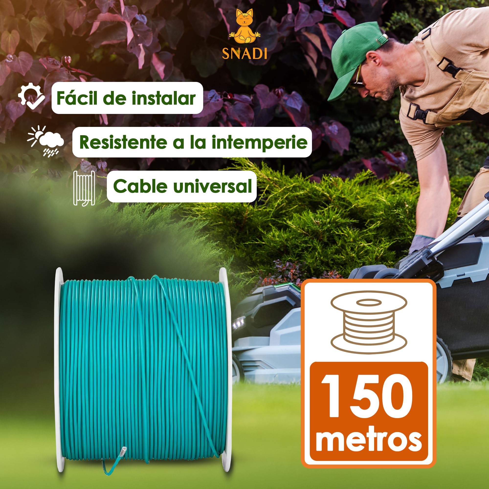 Snadi - Boundary Cable for Robotic Lawn Mowers, green, 150 METROS - Image 3