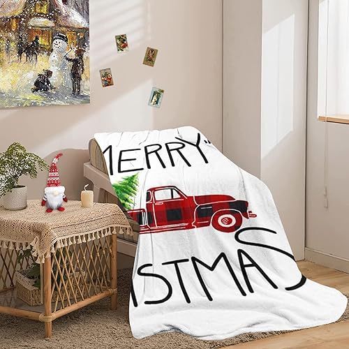 Miniatura 9 de Manta de franela con diseño de copo de nieve, árbol de Navidad, regalo de Navidad, sin copos de nieve, para sala de estar, dormitorio, sofá, manta