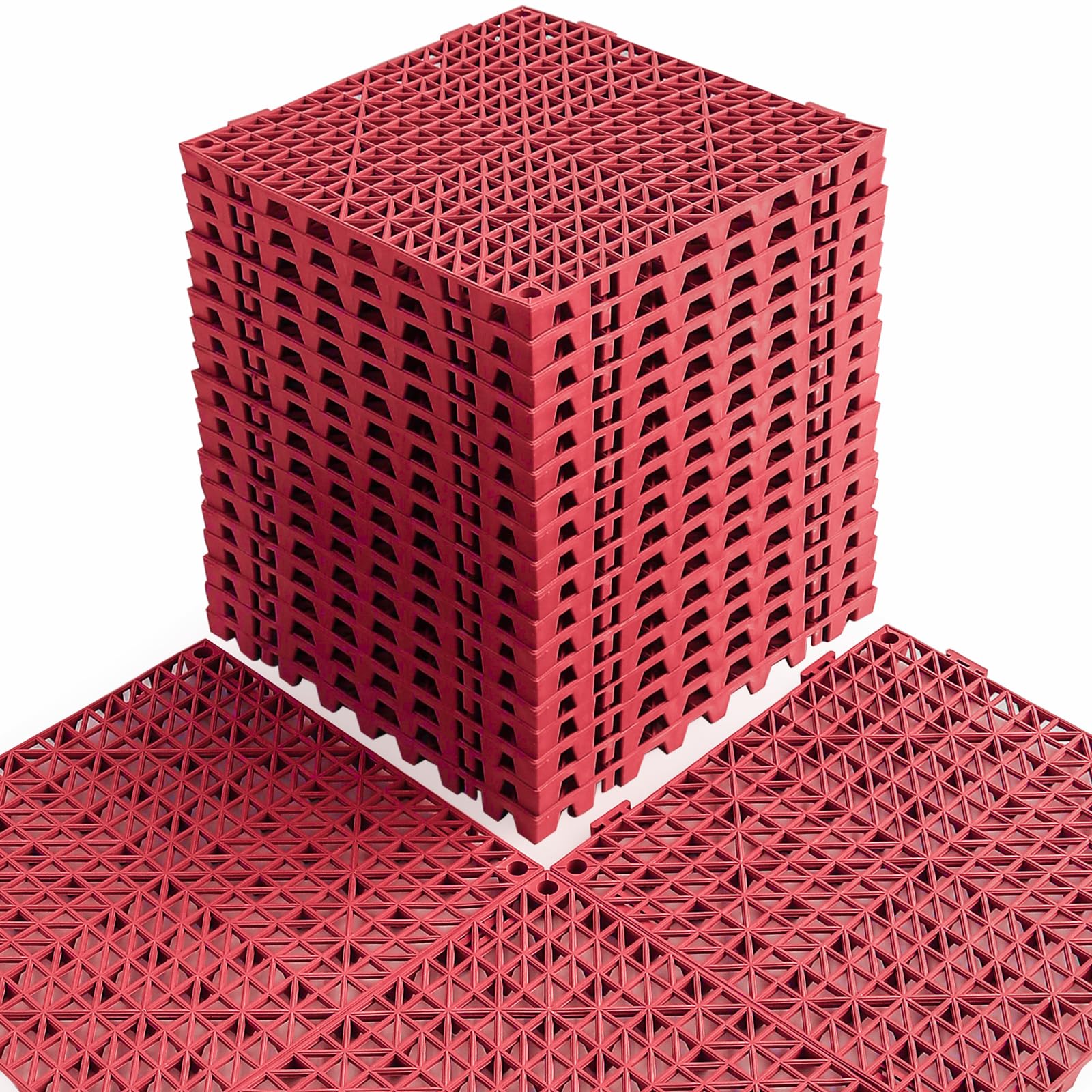 MAXWAVE 18 Pack 12" X 12" Interlocking Floor Mats - Non-Slip PVC