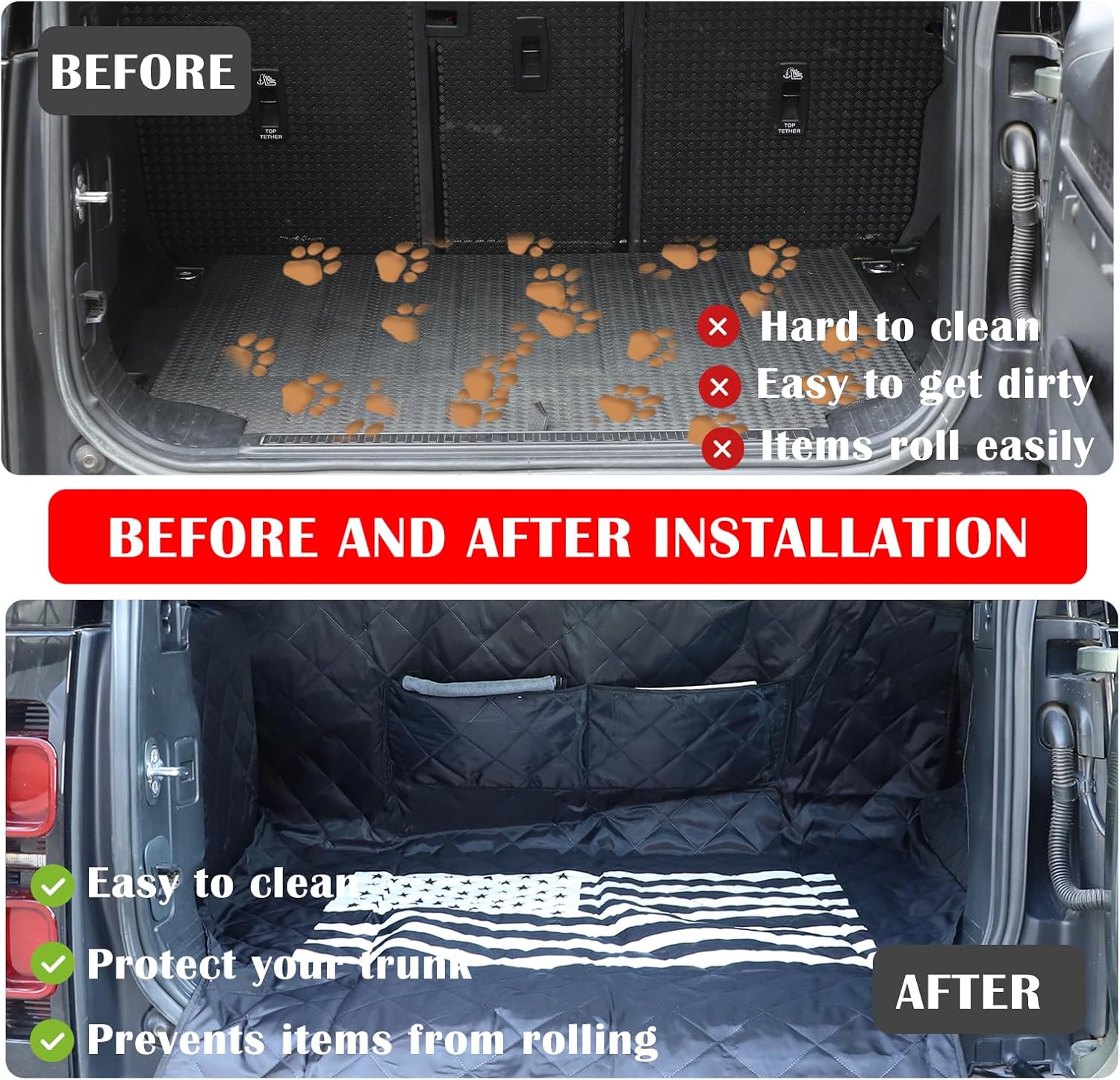 Yinanlutos Trunk Dogs Cargo Liner Compatible with Land Rover Defender 110 2020-2024 Pet Cargo Cover Liner Non-Slip Durable Pet Cover Dogs Seat Mat Car Trunk Protector Accessories (White)