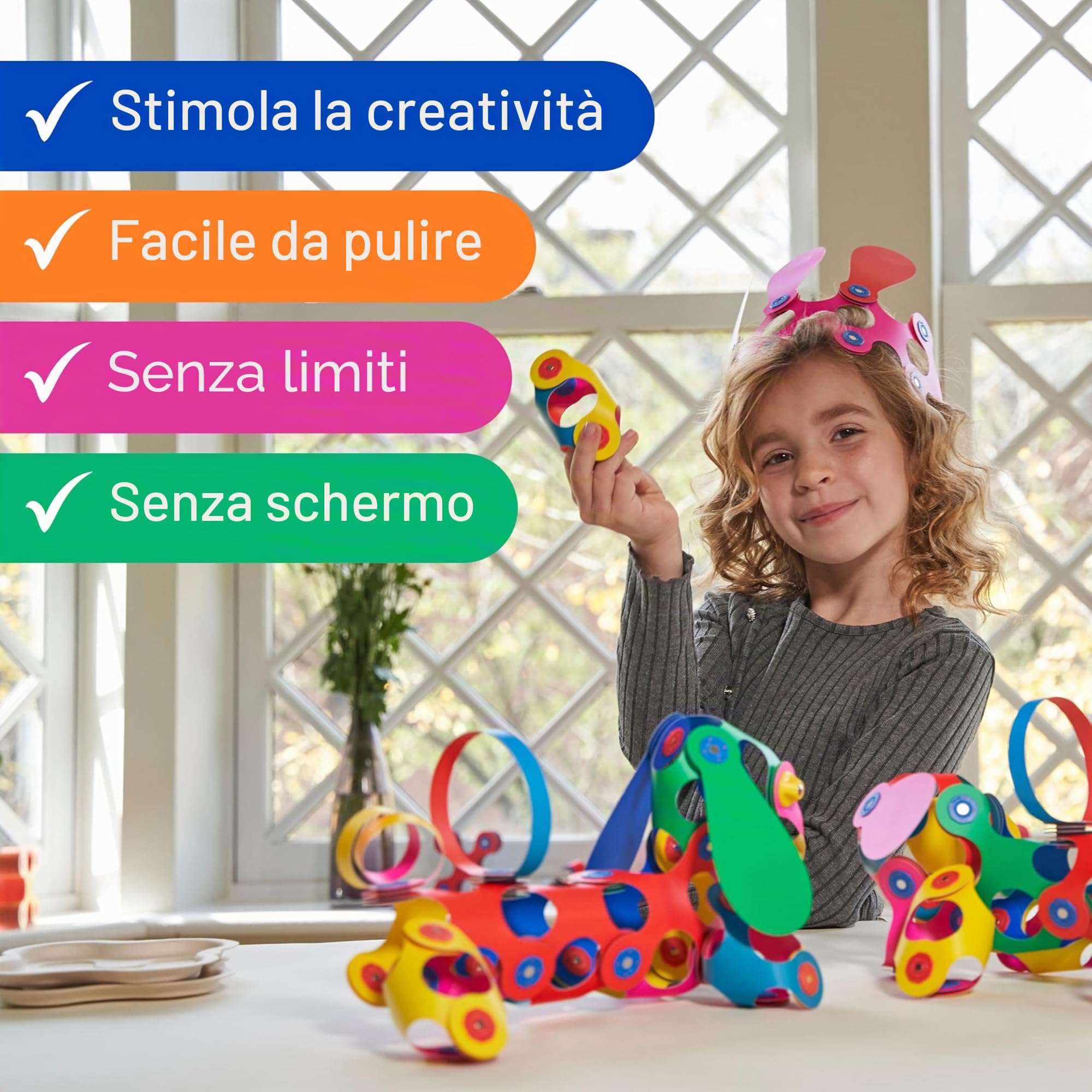 Clixo Super Rainbow - Confezione da 60 pezzi – Un giocattolo da costruzione magnetico versatile e adatto ai viaggi, gioco creativo con stelo, ottimo regalo per bambini curiosi dai 4 agli 8 anni