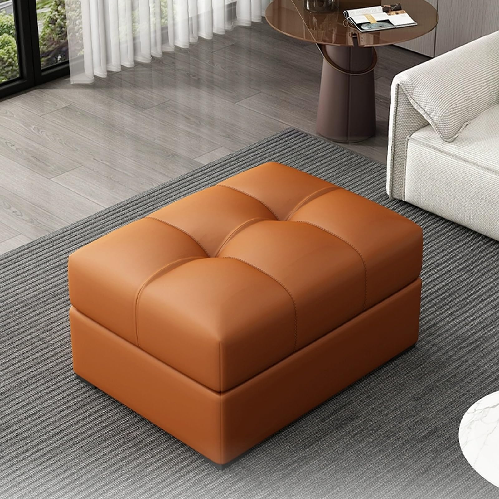 LUUYYI Moderno zapatero multifuncional con asiento acolchado para sala de estar, porche, pasillo, dormitorio, almacenamiento al final de la cama y decoración interior del hogar (naranja-120 cm)