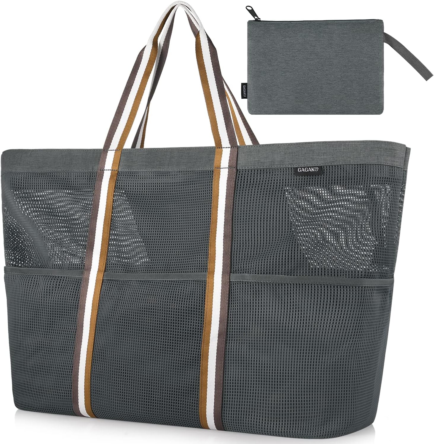 BTNEEU Grote strandtas, XXL, familie, 45 l, reistas, opvouwbaar, 50 x 35 x 20 cm, meerdere vakken, nylon, weekendtas met ritssluiting en binnenvak, opbergtas voor speelgoed, boodschappentas, Zwart, 45