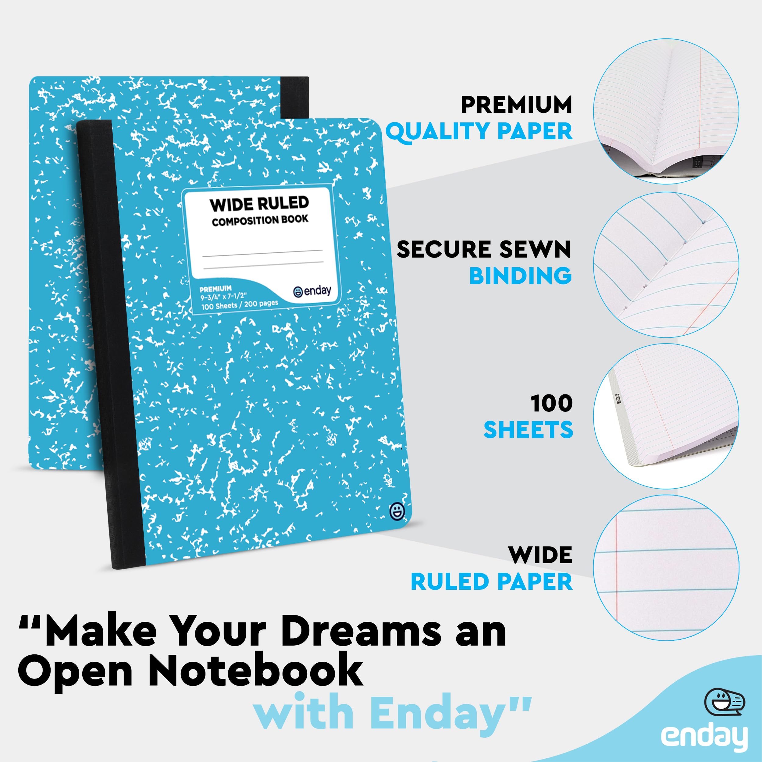 Snapklik.com : Enday Composition Notebooks Wide Ruled Paper, Colored ...