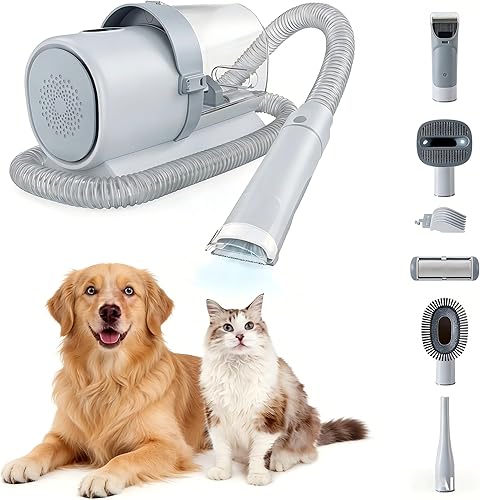 Miniatura 9 de Sweetcrispy Kit de aspiradora profesional para el aseo de mascotas, copa de 2.5 L, 3 modos de succión y 5 herramientas de peluquería con cortadora